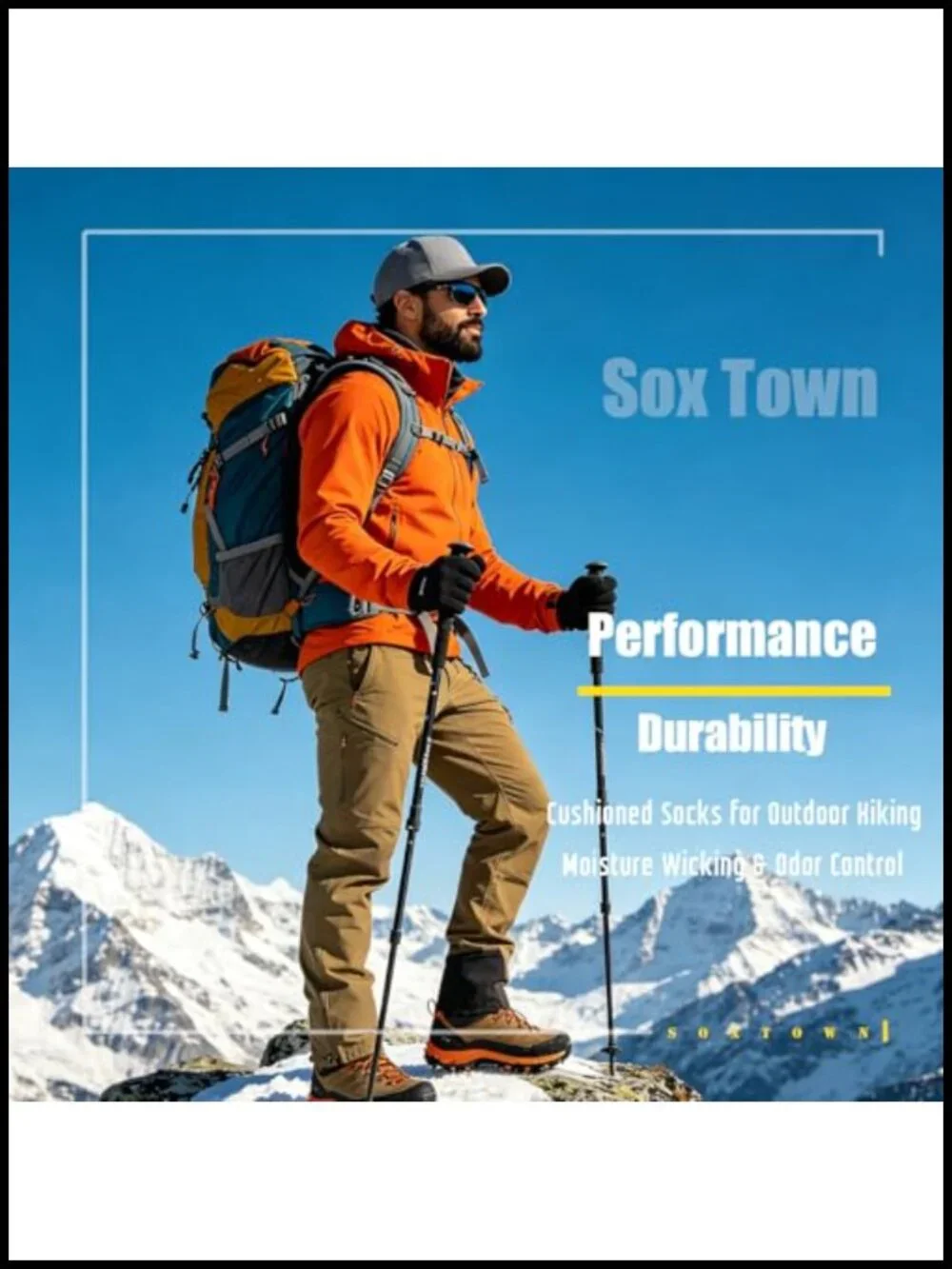 Merino Wool Hiking Socks for Men, Heavy Cushion Crew, Moisture Wicking, Odor